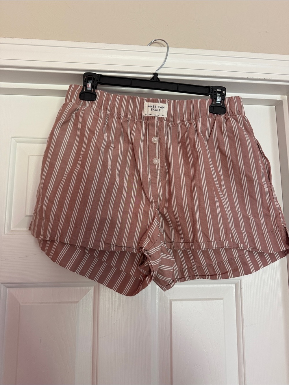 American Eagle Outfitters Mauve and White Striped High Waist Shorts